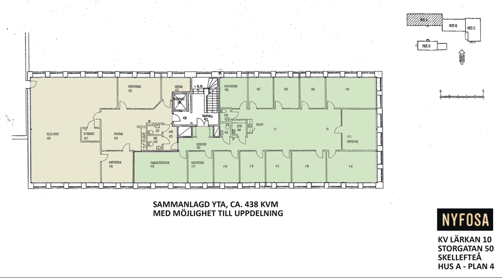 Planritning - 438 kvm - Storgatan 50 - Hus A - Plan 4